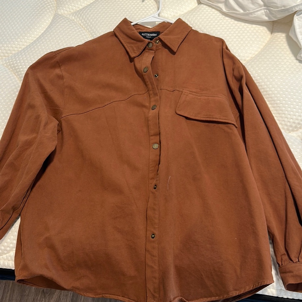 Brand new Kittenish oversized brown button up